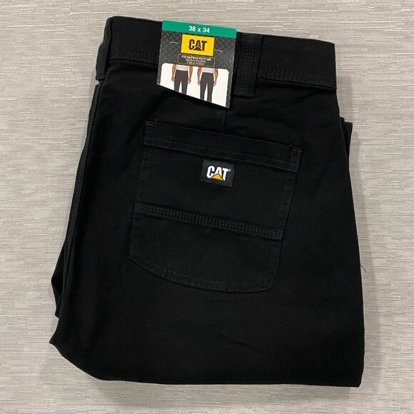 CAT Caterpillar Utility Work Pants Mens 38 x 34 Black Flex Waistband Cell Pocket - Picture 8 of 16